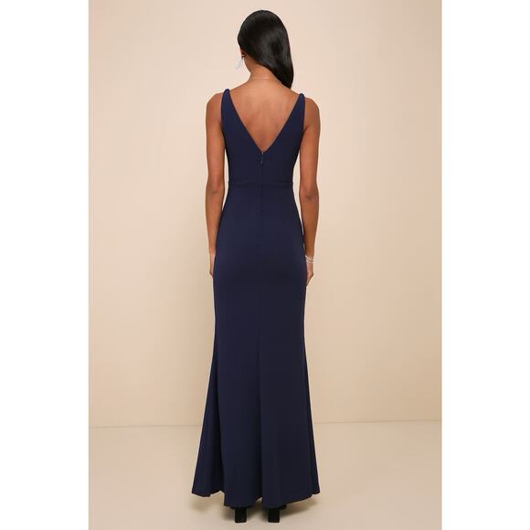 Lulu's Melora Sleeveless Maxi Dress XL Navy Blue Wedding Event Bridesmaid Party - Picture 13 of 13